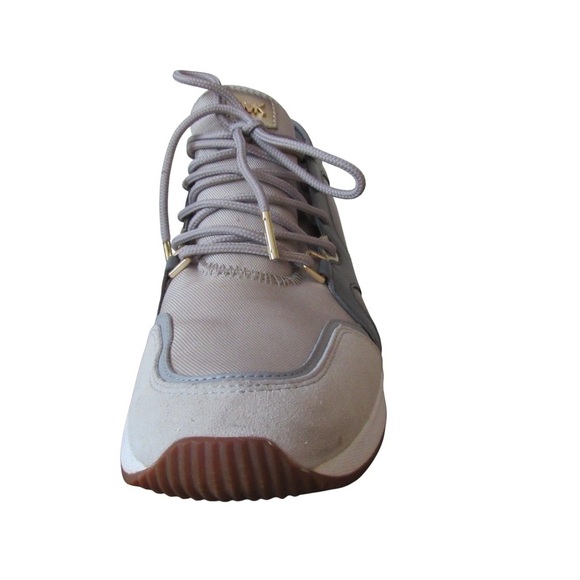 Michael Kors Liv Trainer Platform Wedge Sneakers 9.5 Gray Leather Lace Up - Picture 3 of 10